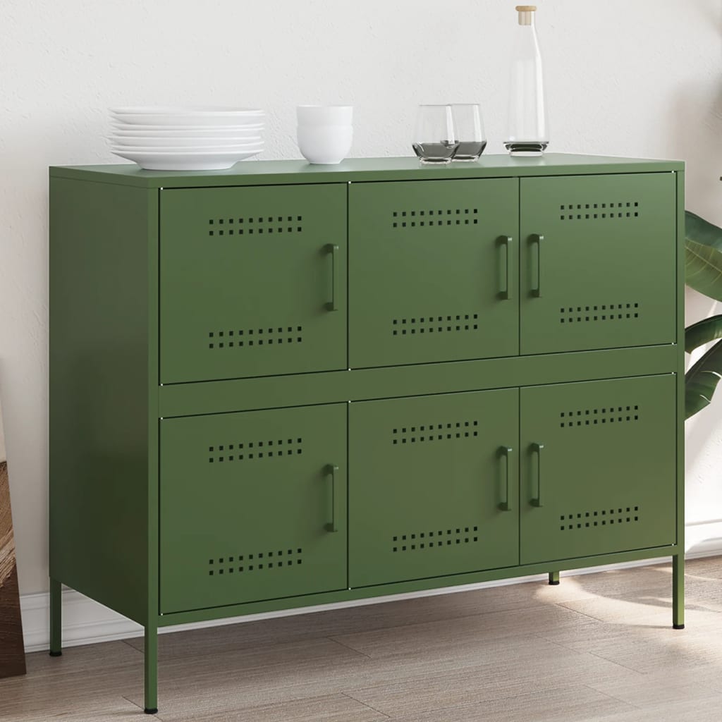 Buffet vert olive 100,5x39x79 cm acier - XIOS