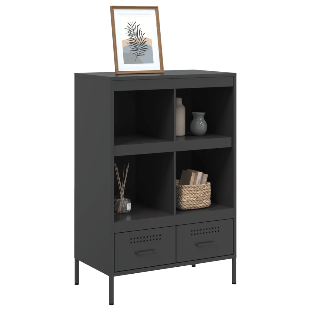 Buffet haut noir 68x39x101,5 cm acier - XIOS