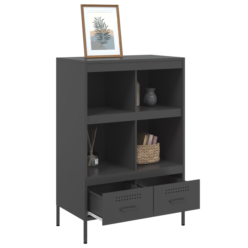 Buffet haut noir 68x39x101,5 cm acier - XIOS