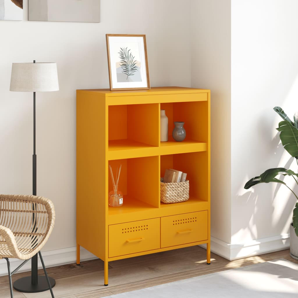 Buffet haut jaune moutarde 68x39x101,5 cm acier - XIOS