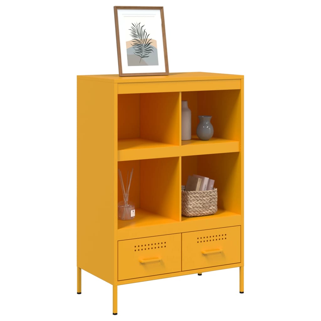 Buffet haut jaune moutarde 68x39x101,5 cm acier - XIOS
