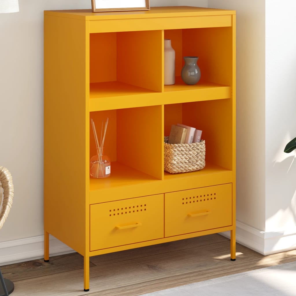 Buffet haut jaune moutarde 68x39x101,5 cm acier - XIOS