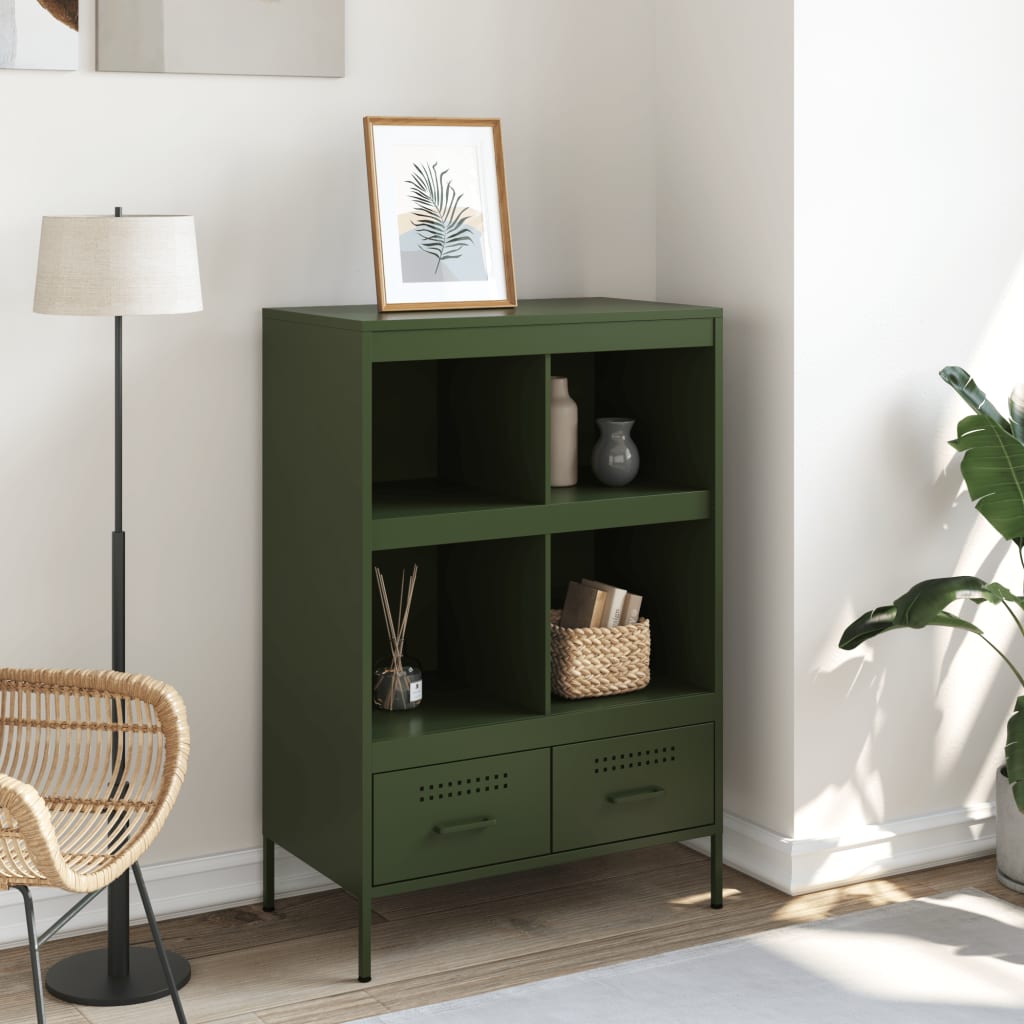 Buffet haut vert olive 68x39x101,5 cm acier - XIOS