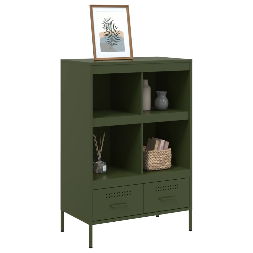 Buffet haut vert olive 68x39x101,5 cm acier - XIOS