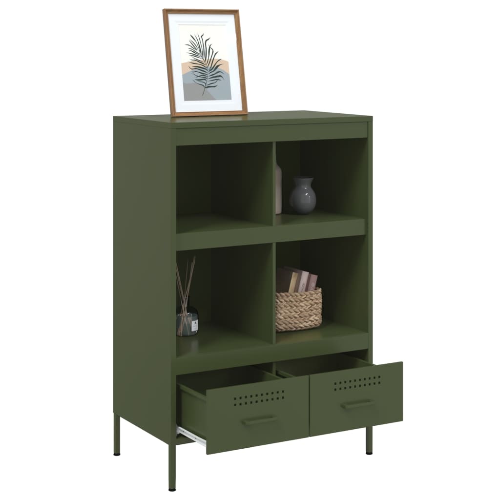 Buffet haut vert olive 68x39x101,5 cm acier - XIOS