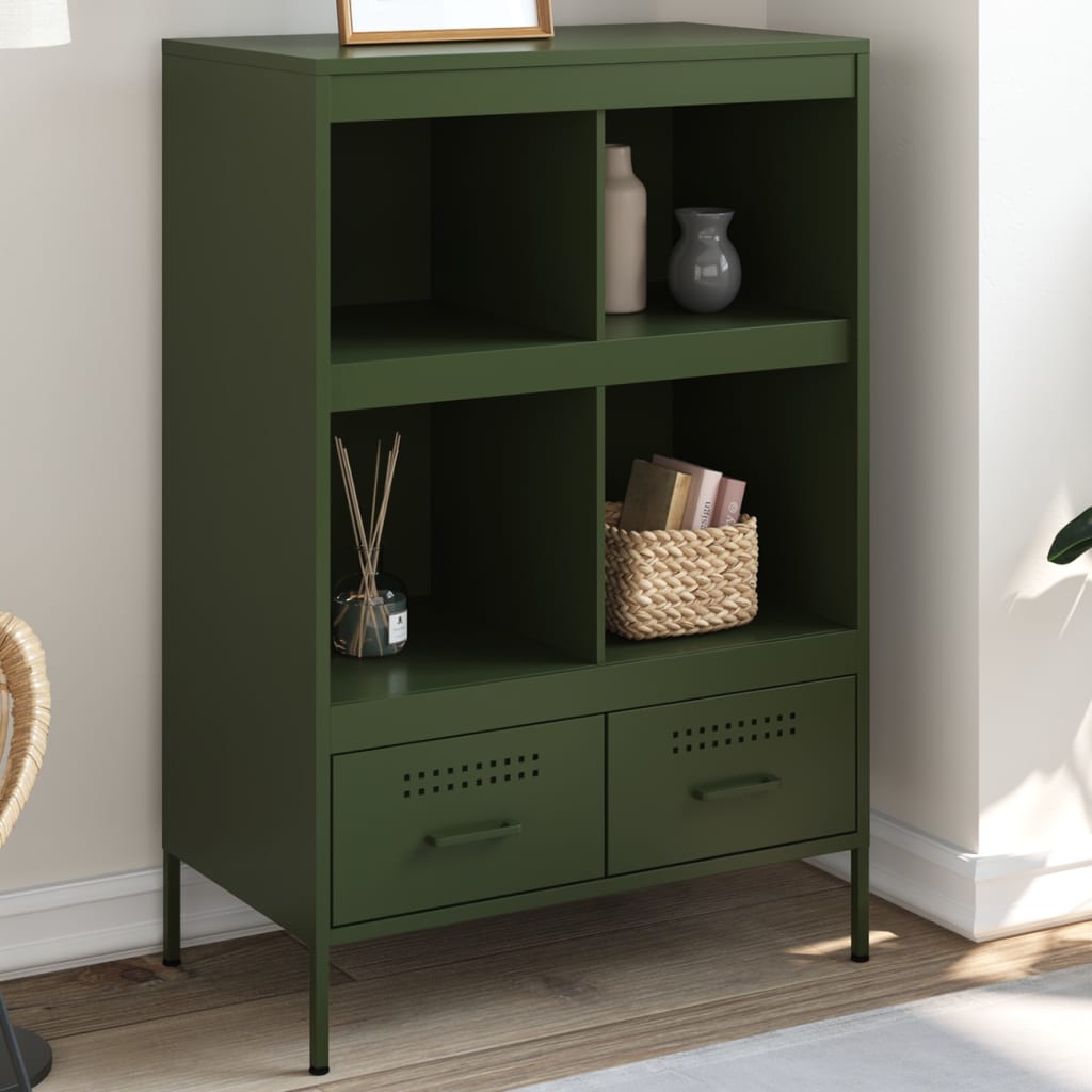 Buffet haut vert olive 68x39x101,5 cm acier - XIOS