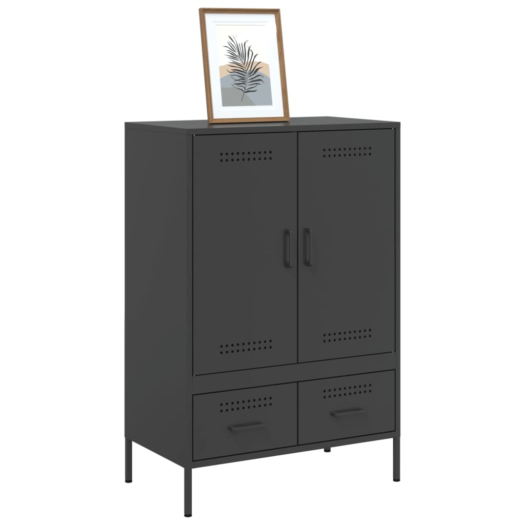 Buffet haut noir 68x39x101,5 cm acier - XIOS