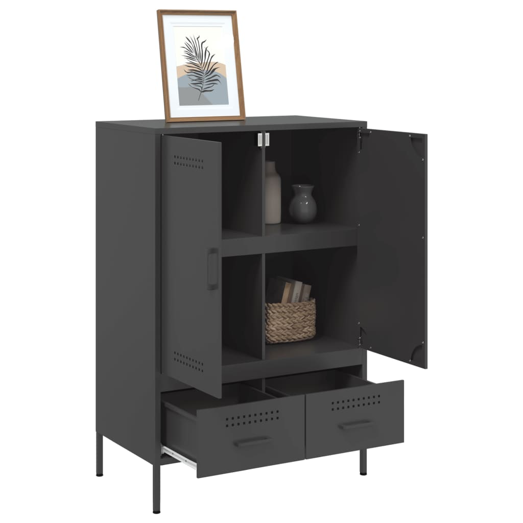 Buffet haut noir 68x39x101,5 cm acier - XIOS