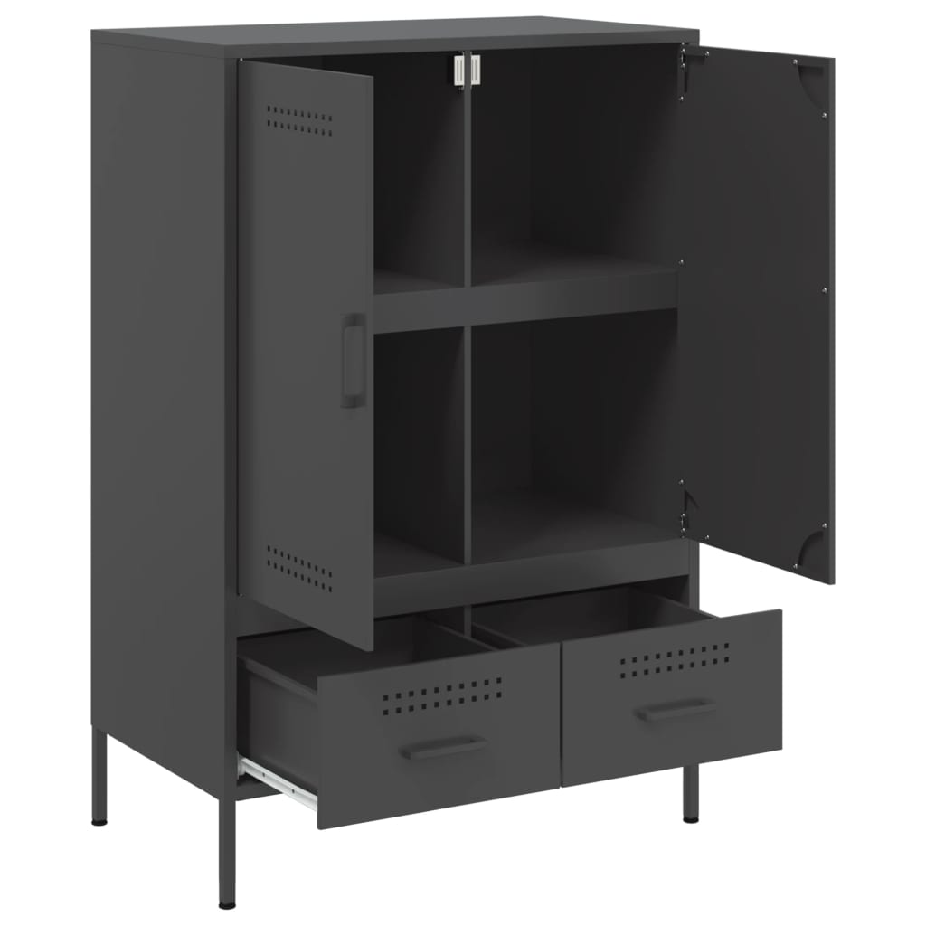 Buffet haut noir 68x39x101,5 cm acier - XIOS