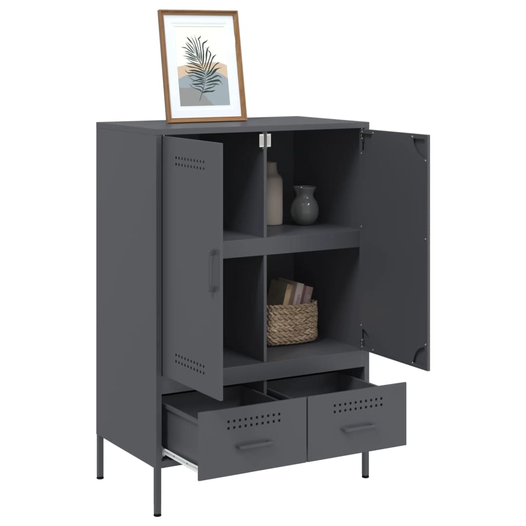 Buffet haut anthracite 68x39x101,5 cm acier - XIOS