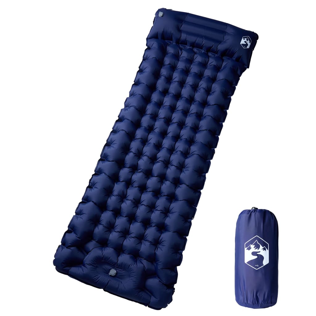 Matelas de camping autogonflant oreiller 1 personne bleu marine Matelas de sol vidaXL