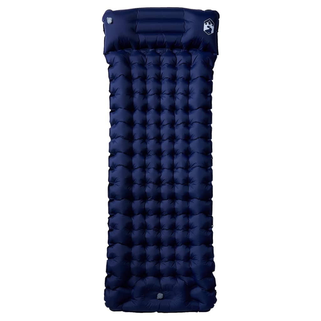Matelas de camping autogonflant oreiller 1 personne bleu marine Matelas de sol vidaXL