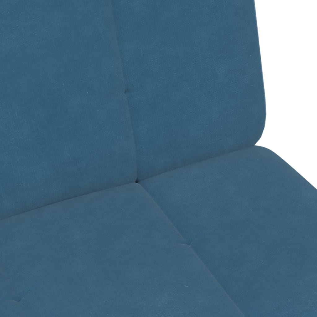 Canapé-lit à 2 places avec repose-pied bleu velours - XIOS