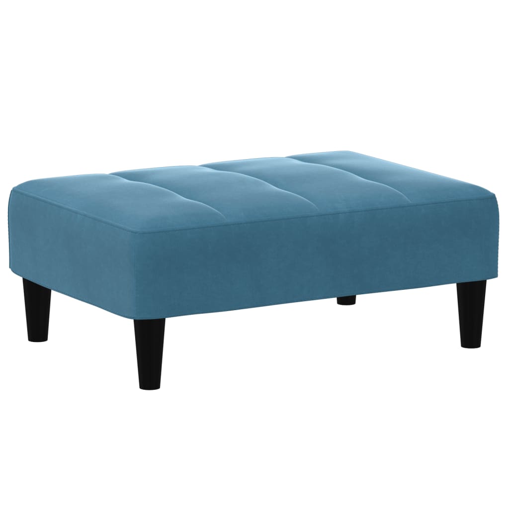 Canapé-lit à 2 places avec repose-pied bleu velours - XIOS