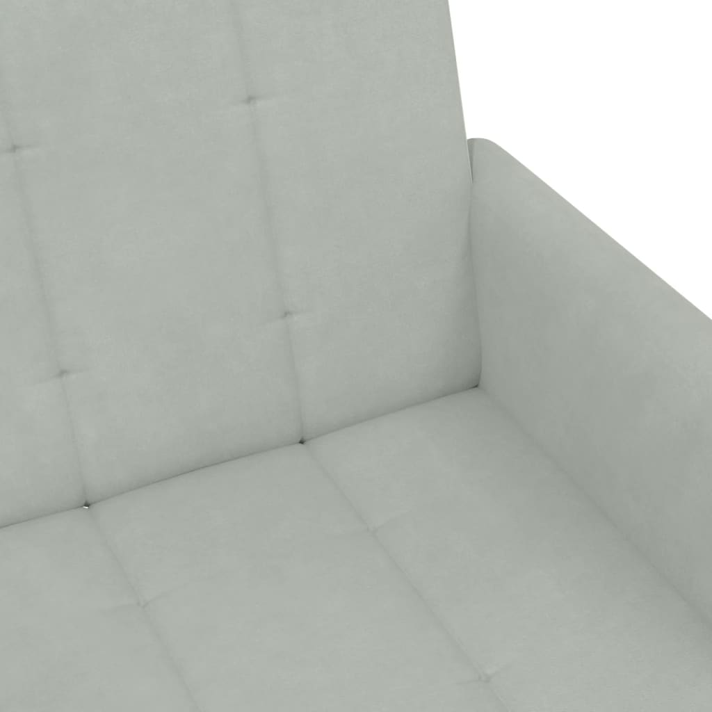 Canapé-lit à 2 places avec repose-pied gris clair velours - XIOS