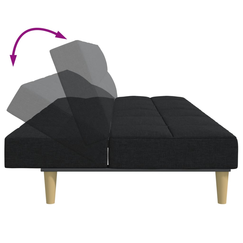 Canapé-lit à 2 places avec repose-pied noir tissu - XIOS