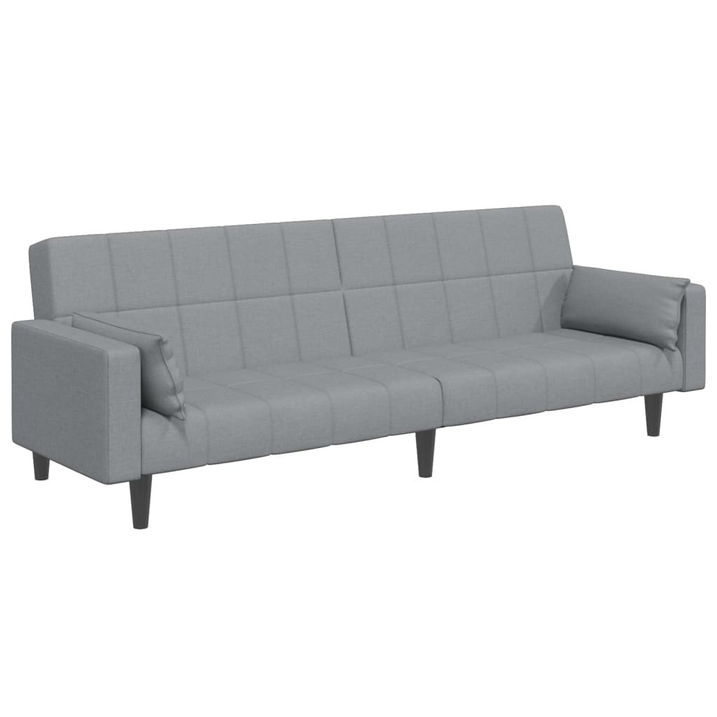 Canapé-lit à 2 places avec repose-pied gris clair tissu - XIOS