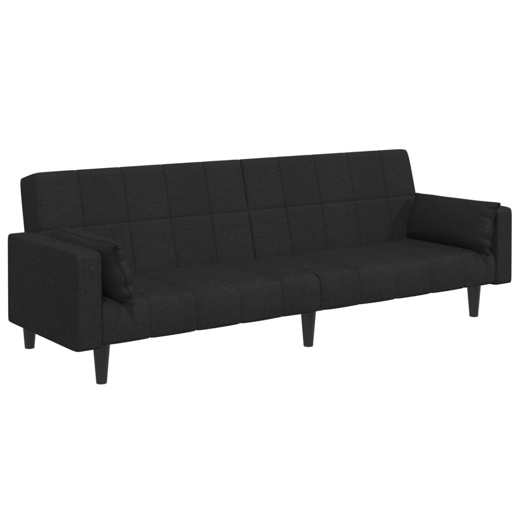 Canapé-lit à 2 places avec repose-pied noir tissu - XIOS