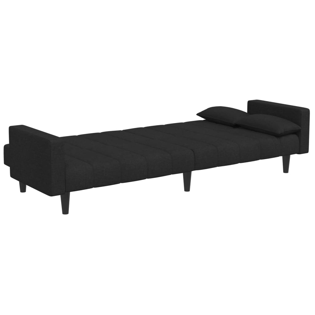 Canapé-lit à 2 places avec repose-pied noir tissu - XIOS