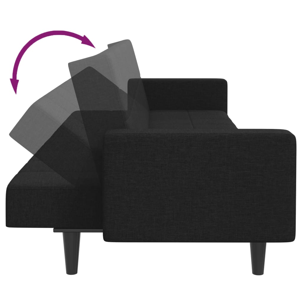 Canapé-lit à 2 places avec repose-pied noir tissu - XIOS