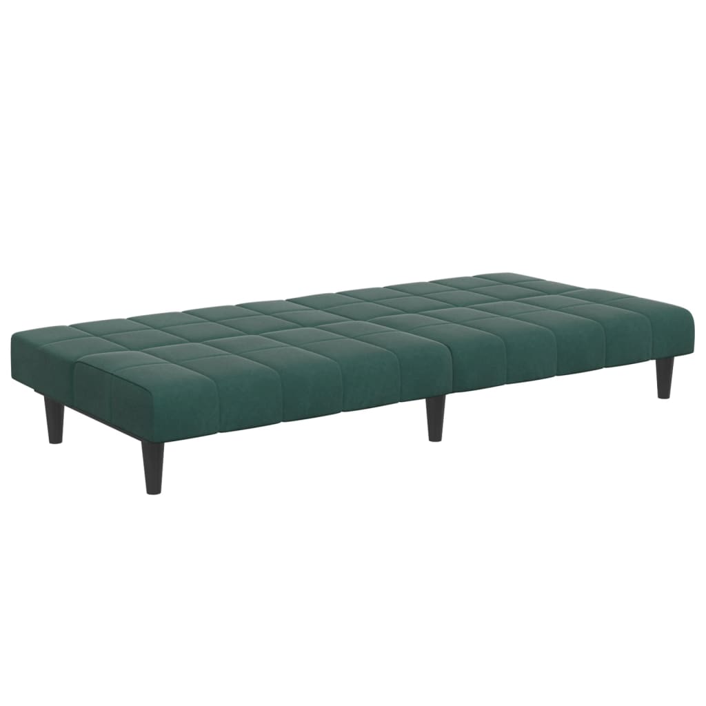Canapé-lit à 2 places avec repose-pied vert foncé velours - XIOS