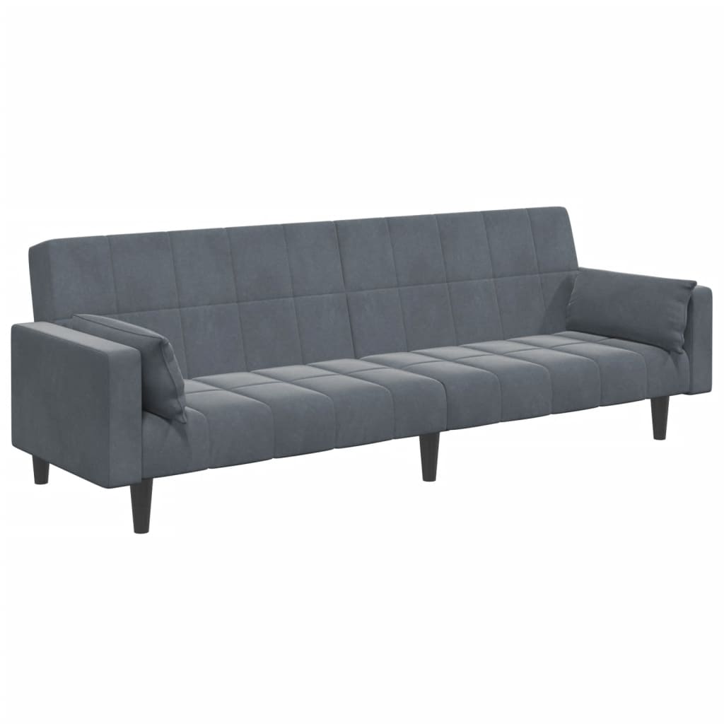 Canapé-lit à 2 places avec repose-pied gris foncé velours - XIOS