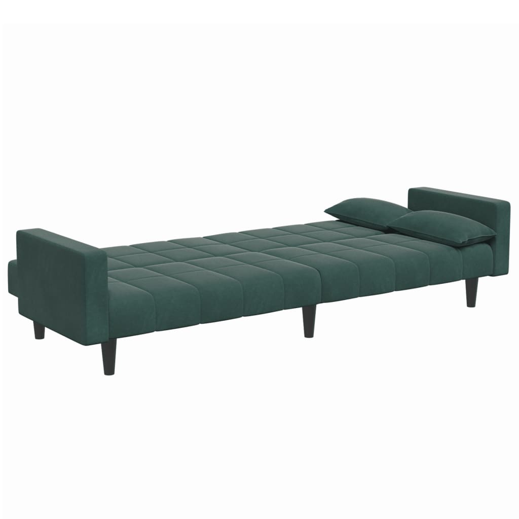 Canapé-lit à 2 places avec repose-pied vert foncé velours - XIOS