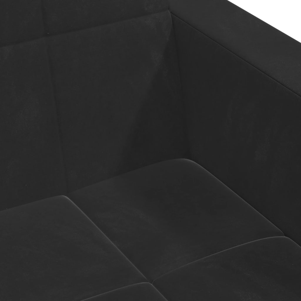 Canapé-lit à 2 places avec repose-pied noir velours - XIOS