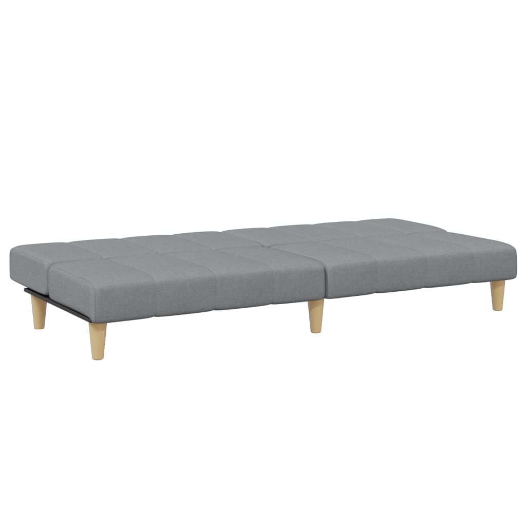 Canapé-lit à 2 places avec repose-pied gris clair tissu - XIOS