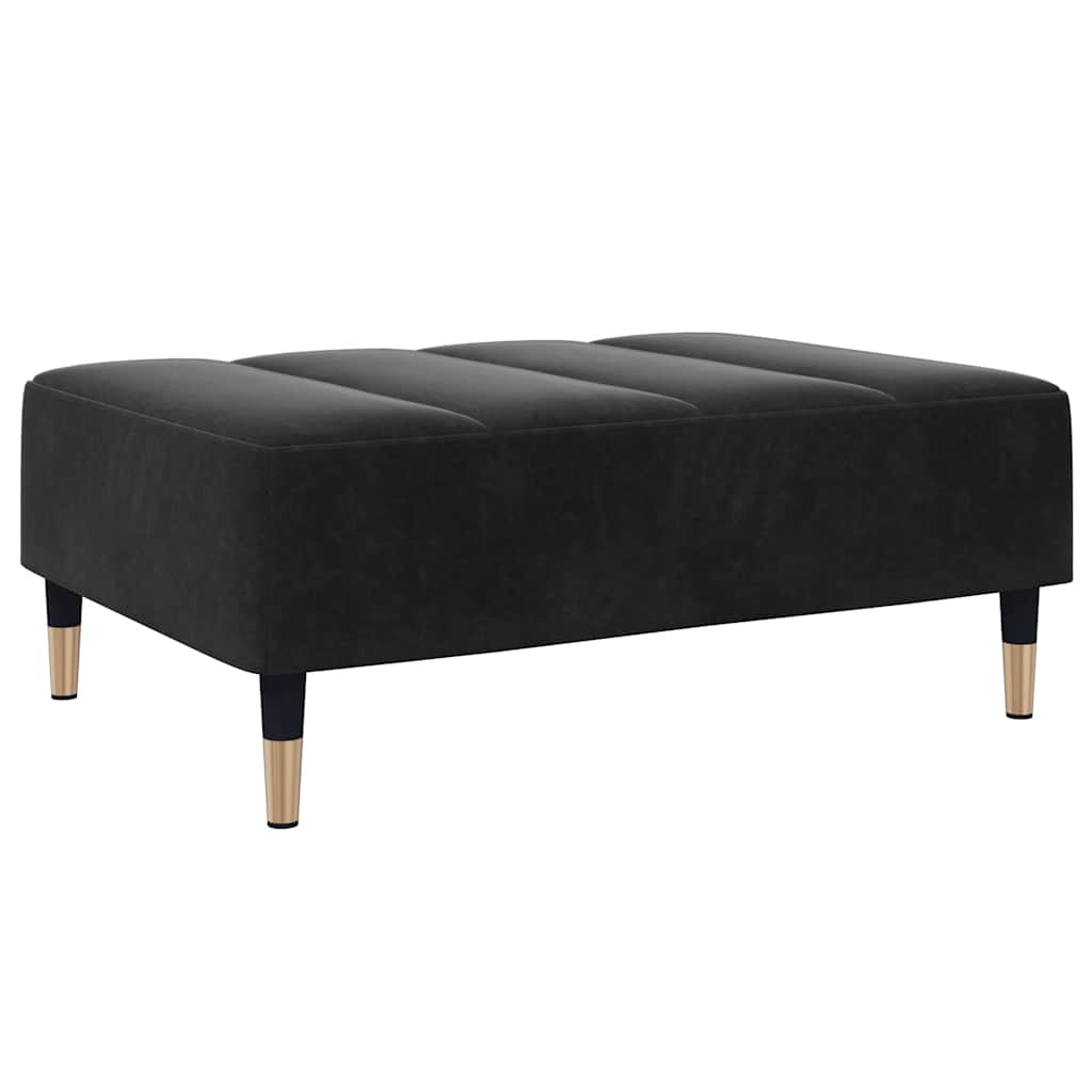 Canapé-lit à 2 places avec repose-pied noir velours - XIOS