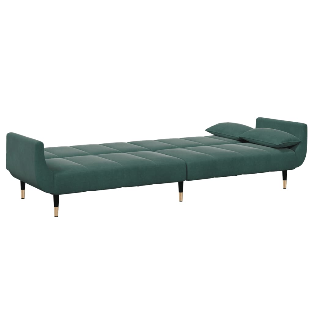 Canapé-lit à 2 places avec repose-pied vert foncé velours - XIOS