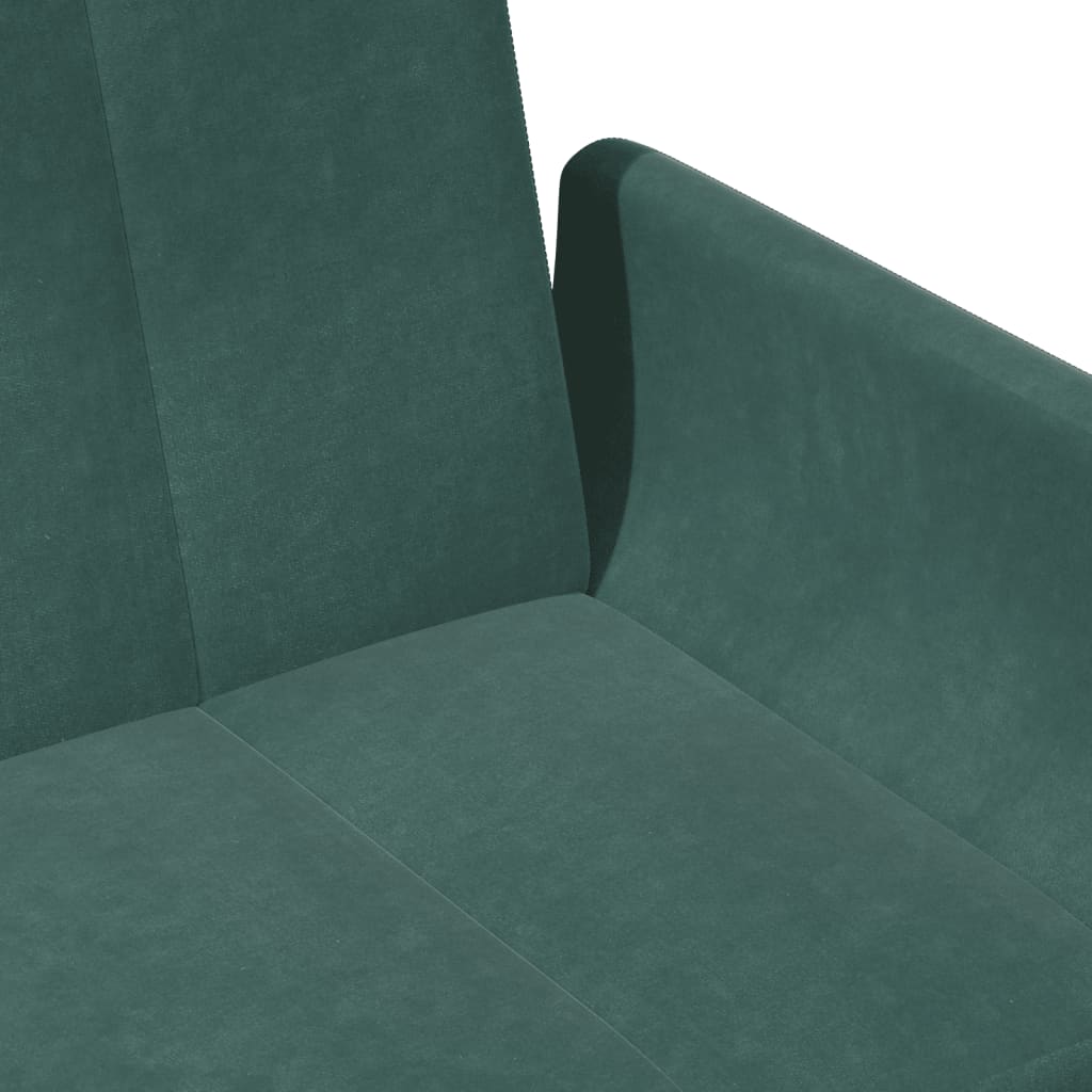 Canapé-lit à 2 places avec repose-pied vert foncé velours - XIOS