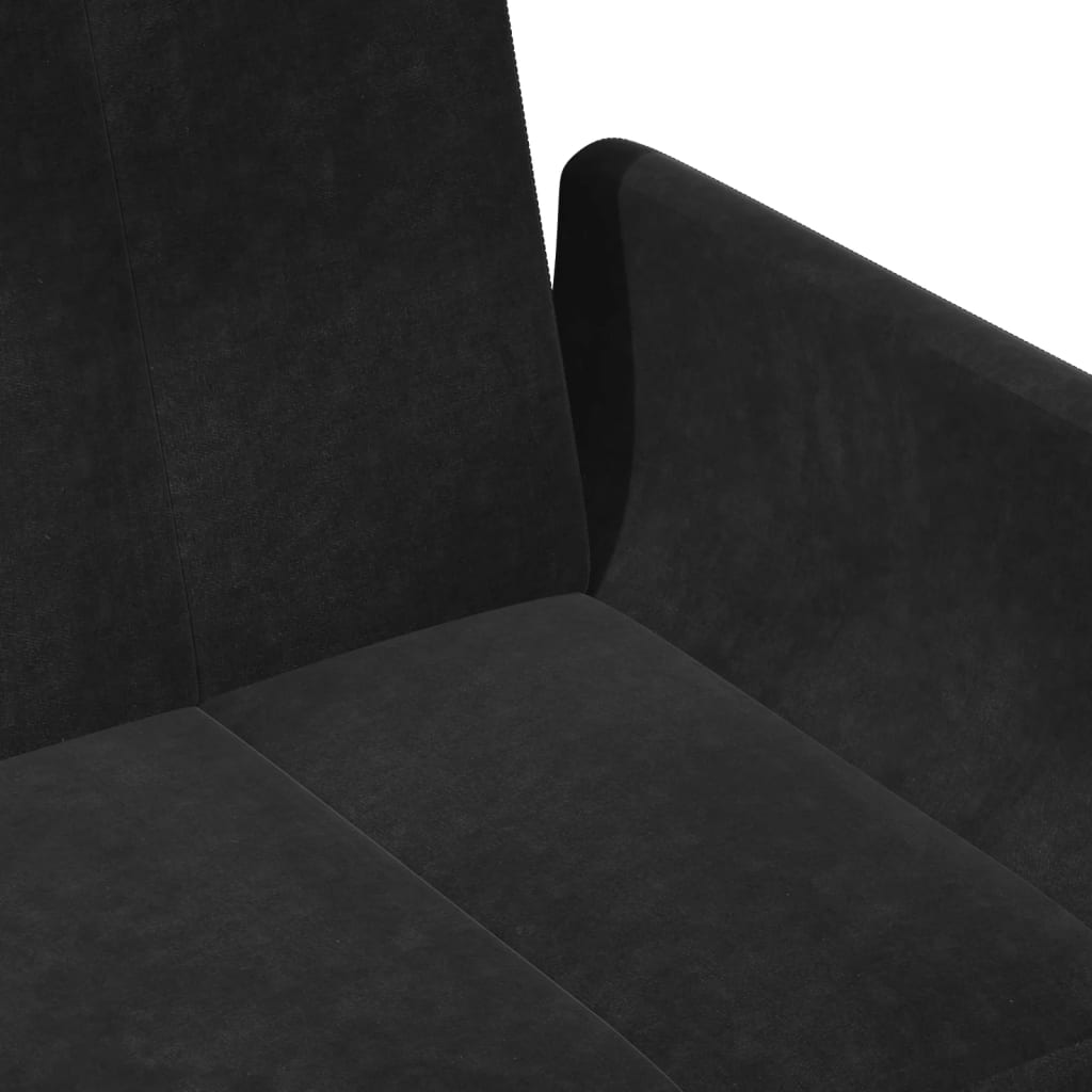 Canapé-lit à 2 places avec repose-pied noir velours - XIOS