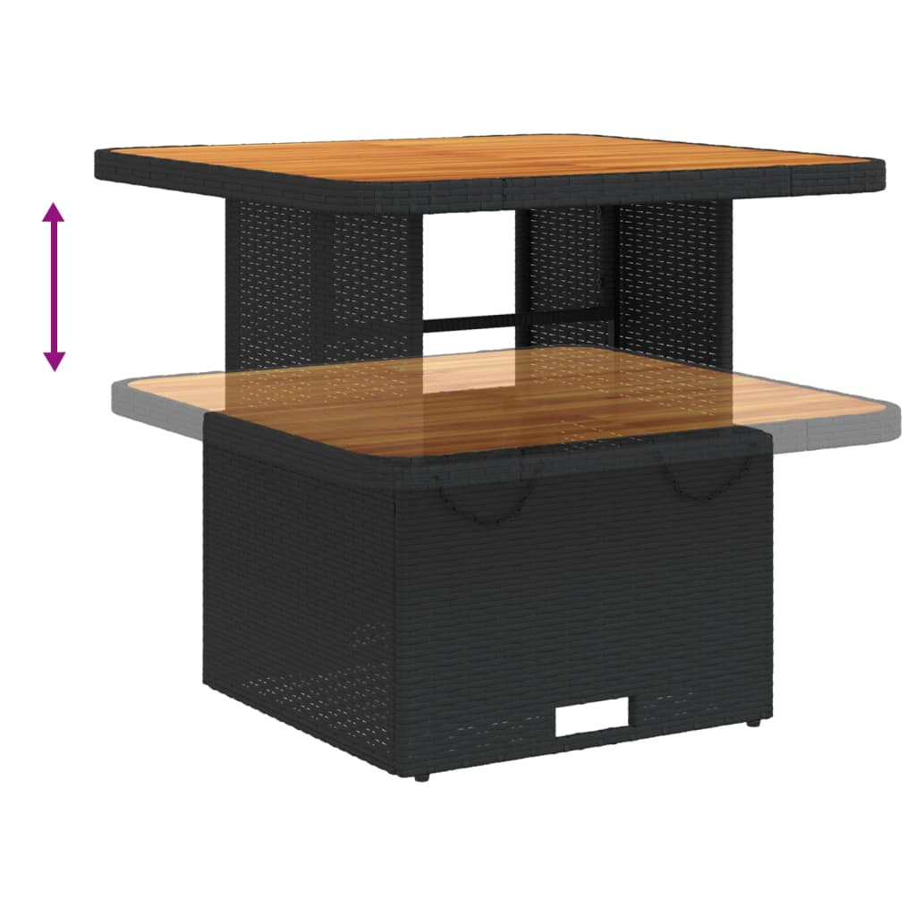 Ensemble de bistro 3 pcs avec coussins noir résine tressée