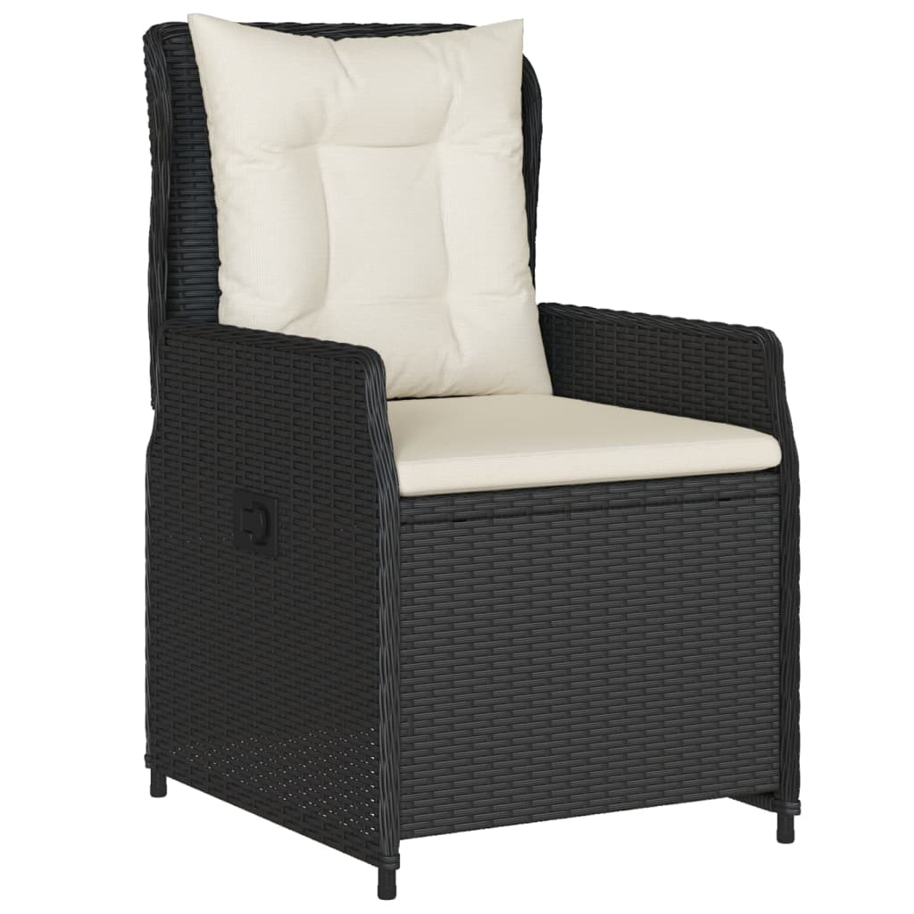 Ensemble à manger de jardin coussins 5pcs Noir Résine tressée
