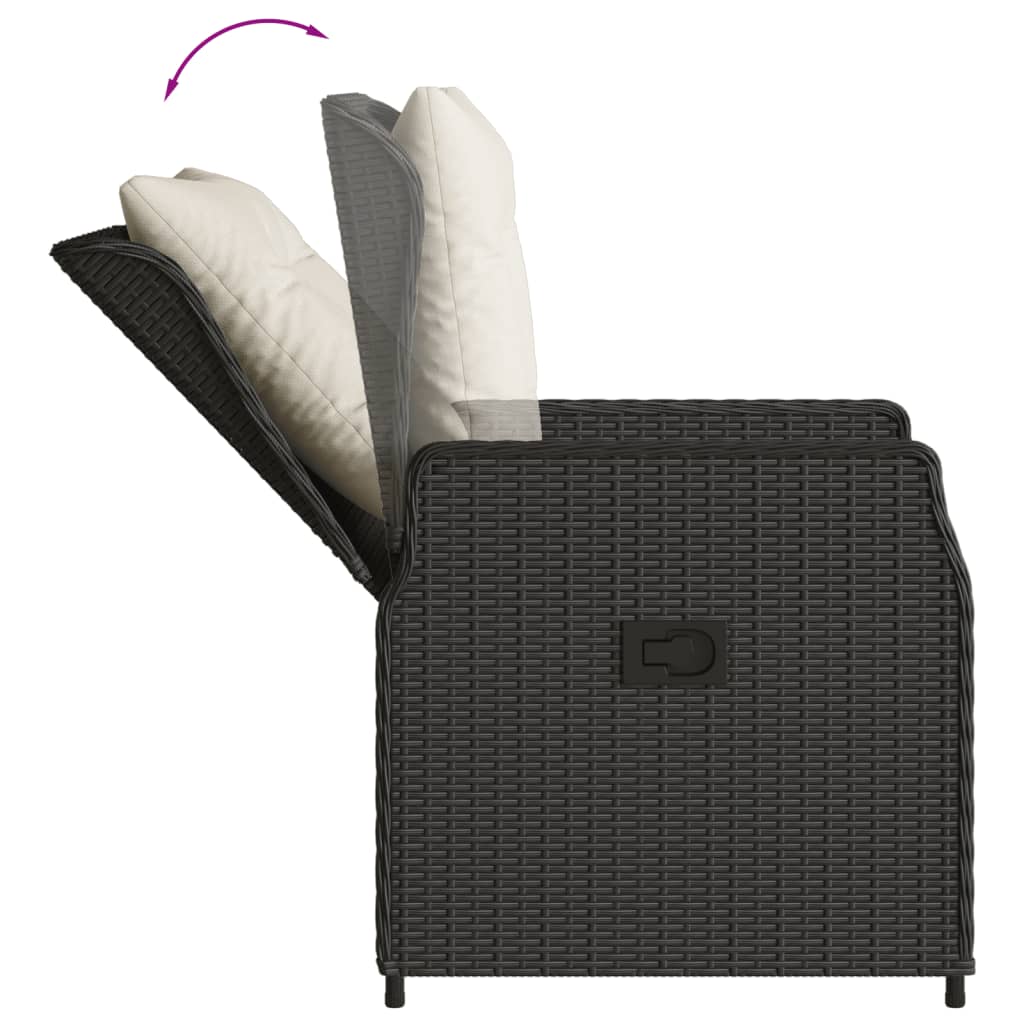 Ensemble à manger de jardin coussins 5pcs Noir Résine tressée