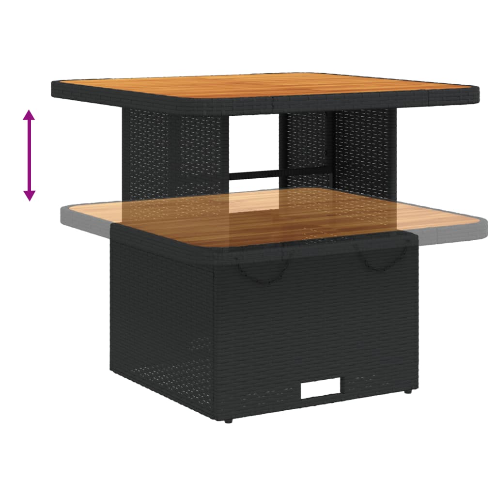 Ensemble à manger de jardin coussins 5pcs Noir Résine tressée