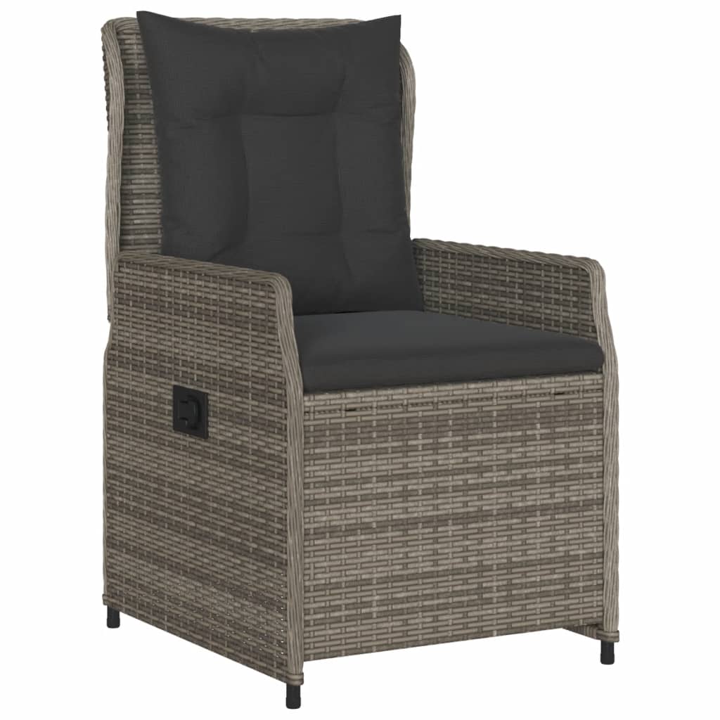 Ensemble de bistro 3 pcs avec coussins gris résine tressée