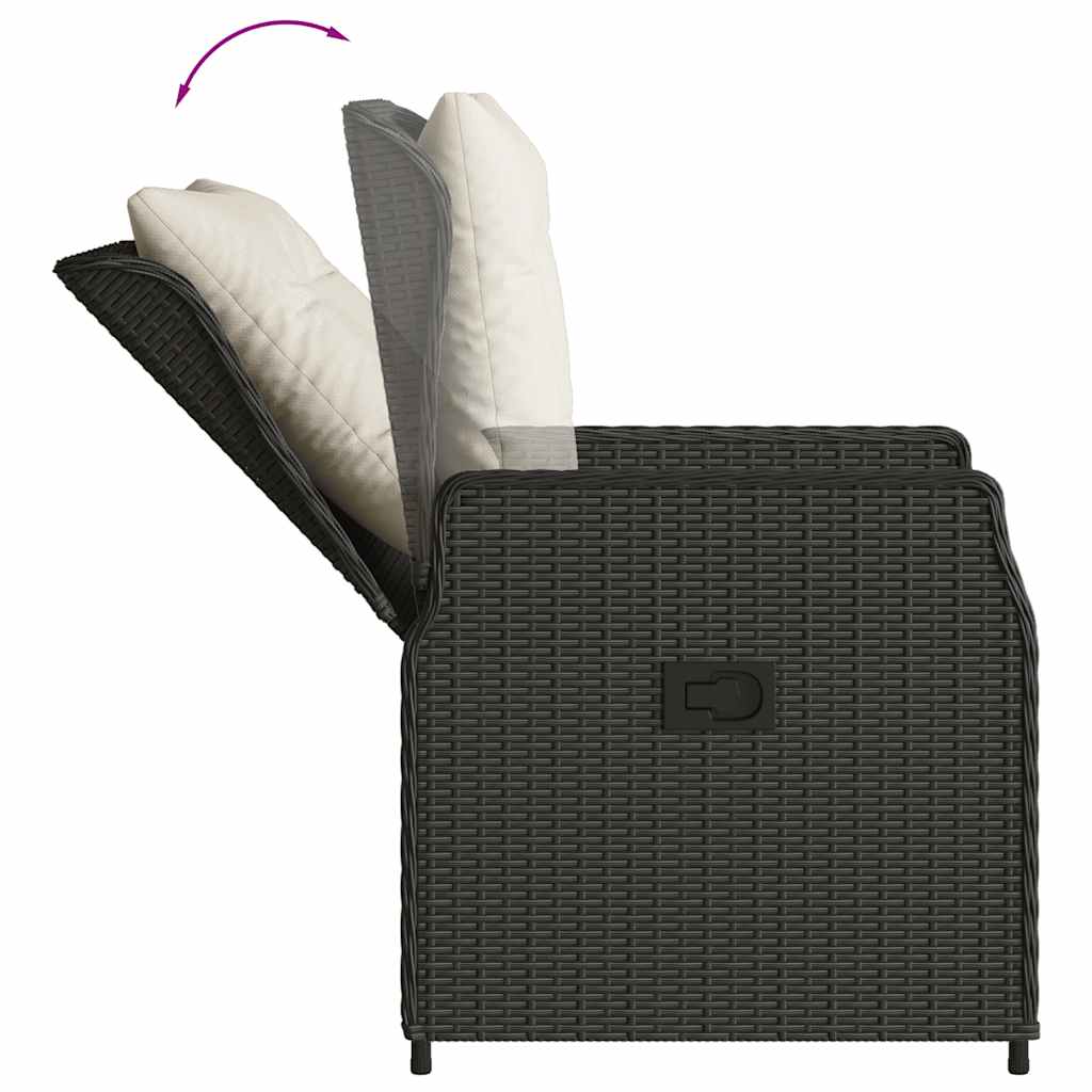 Ensemble à manger de jardin coussins 5pcs Noir Résine tressée