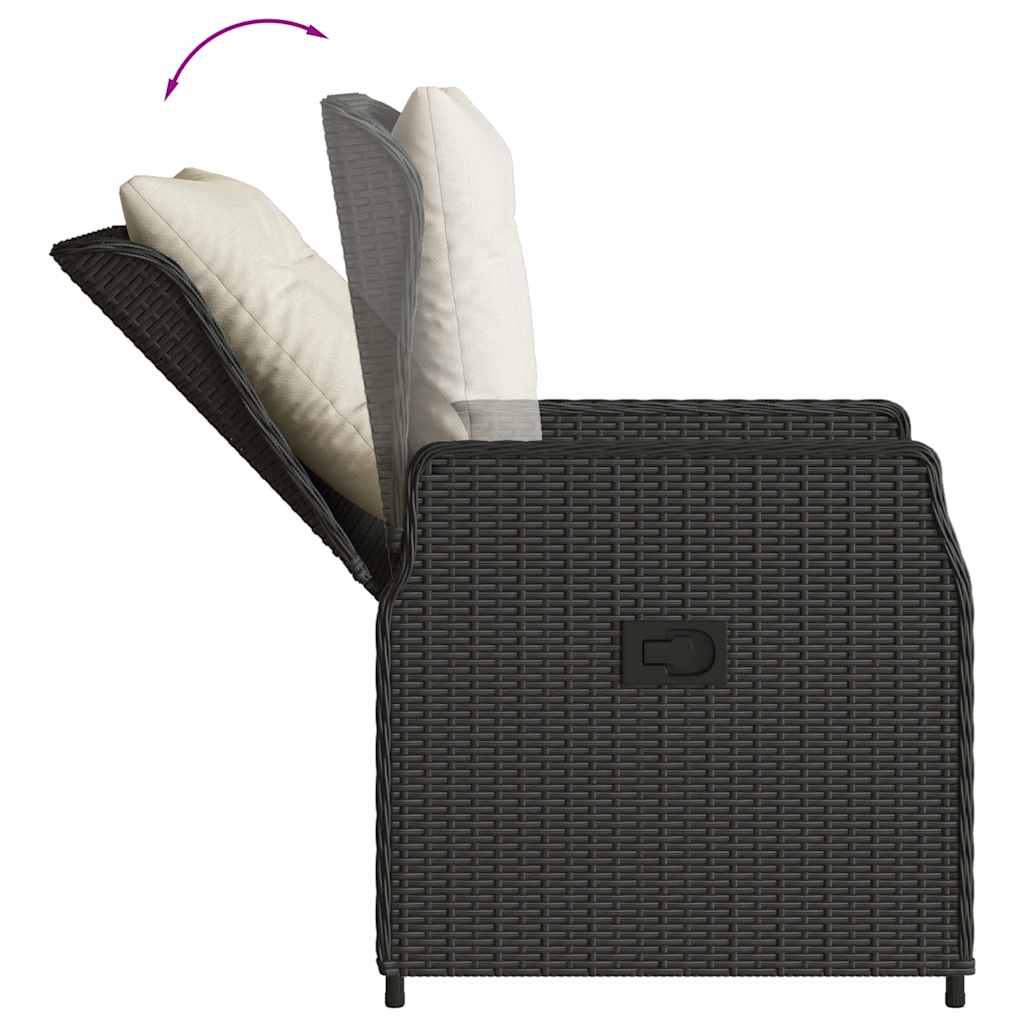 Ensemble à manger de jardin coussins 5pcs Noir Résine tressée