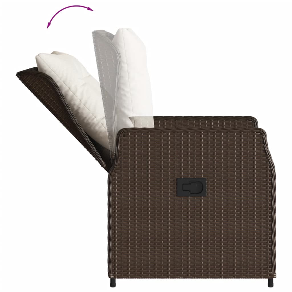 Ensemble à manger de jardin 5 pcs et coussins marron poly rotin