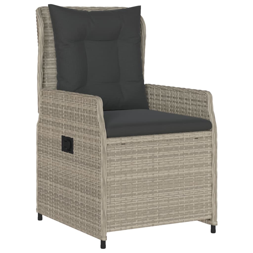 Ensemble à manger de jardin 3pcs coussins gris clair poly rotin