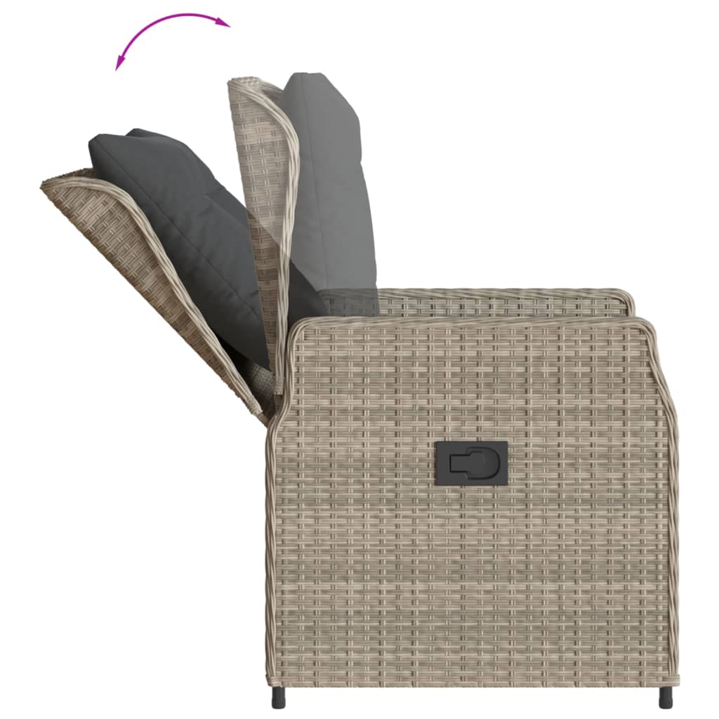 Ensemble à manger de jardin et coussins 5 pcs gris clair rotin