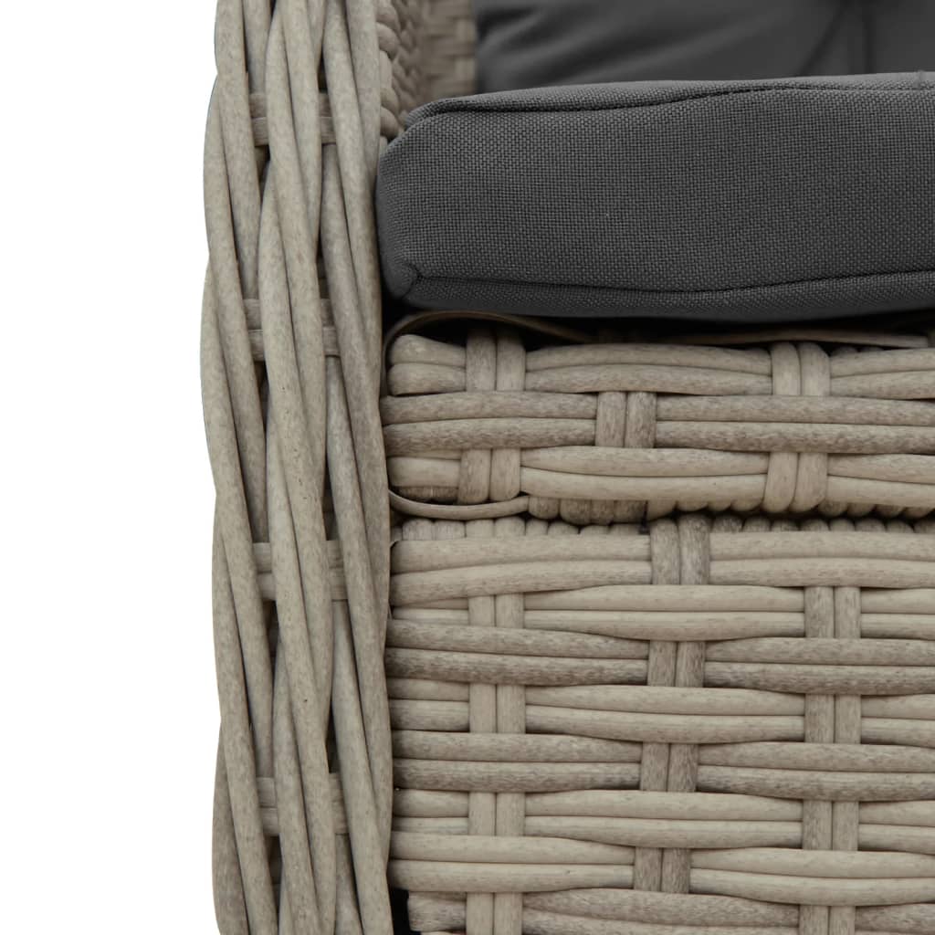 Ensemble à manger de jardin et coussins 5 pcs gris clair rotin