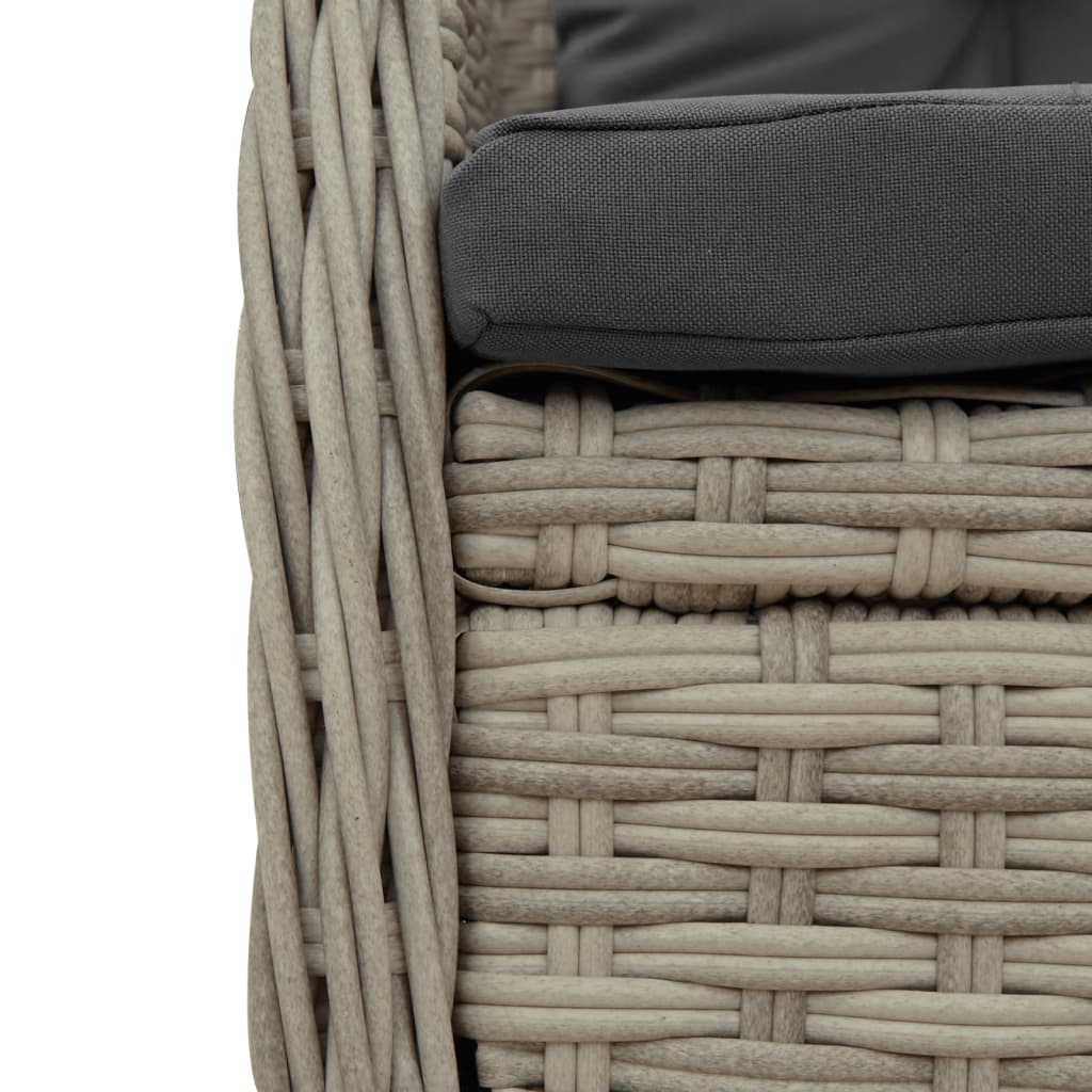 Ensemble à manger de jardin 3pcs coussins gris clair poly rotin