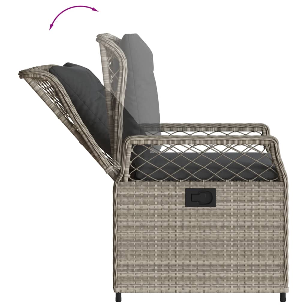 Ensemble à manger de jardin et coussins 7 pcs gris clair rotin