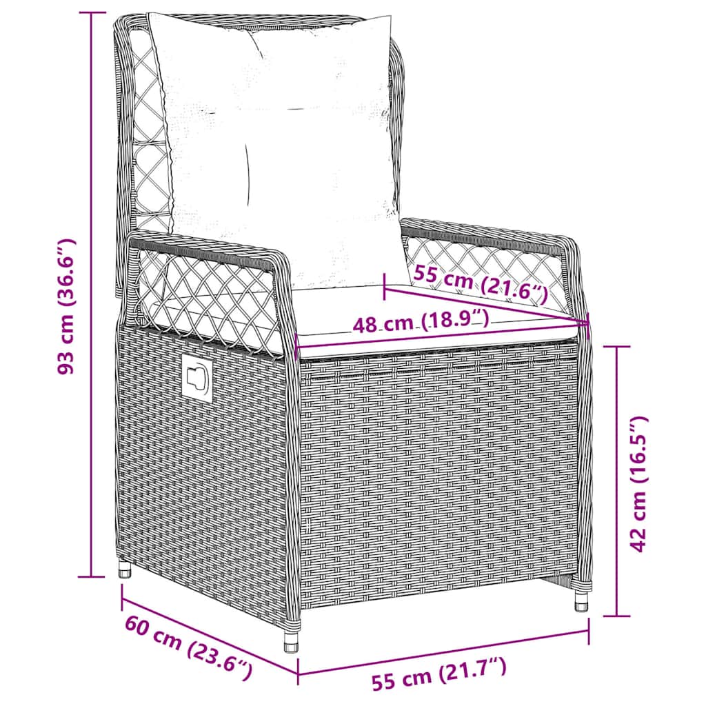 Ensemble à manger de jardin coussins 5pcs Noir Résine tressée