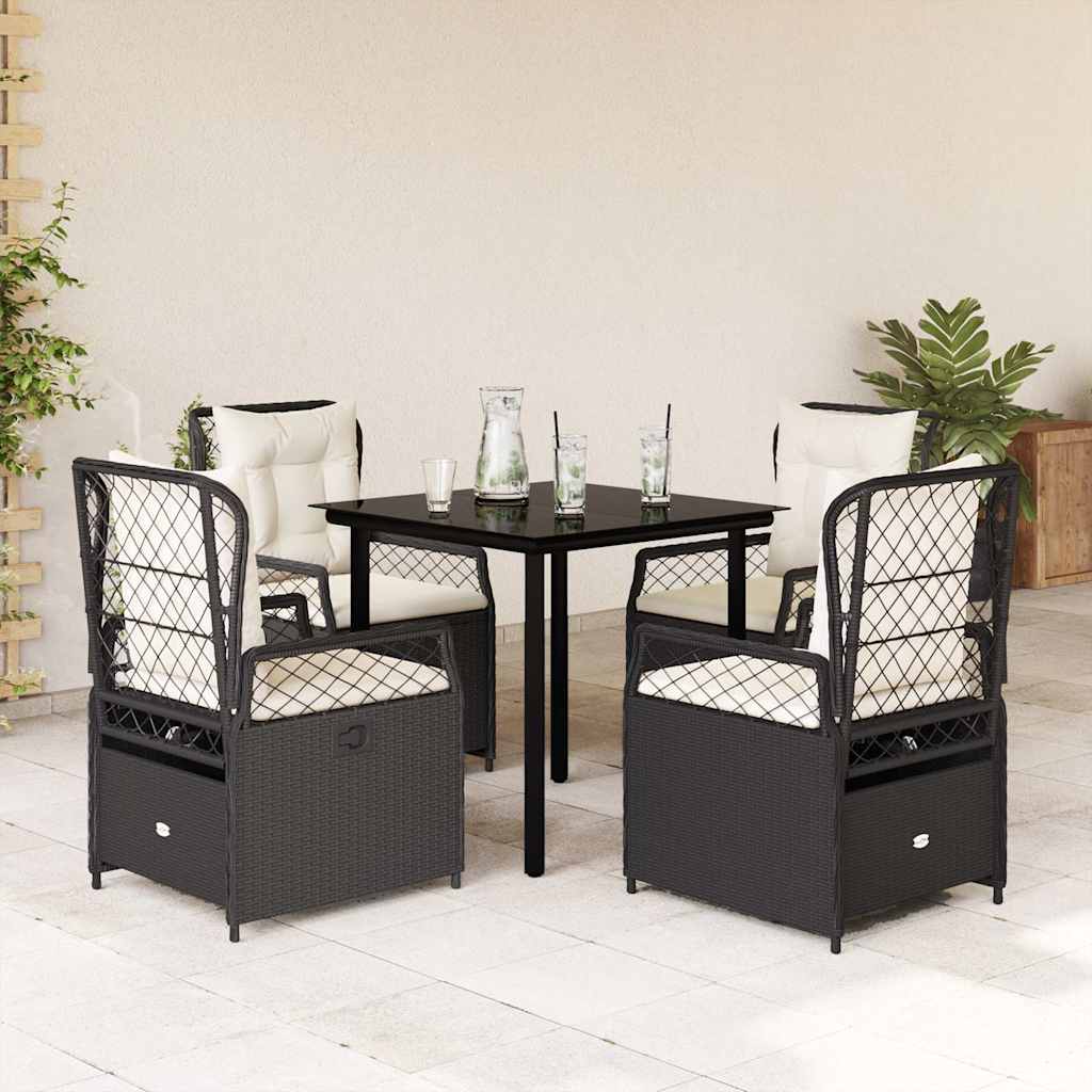 Ensemble à manger de jardin coussins 5pcs Noir Résine tressée - XIOS