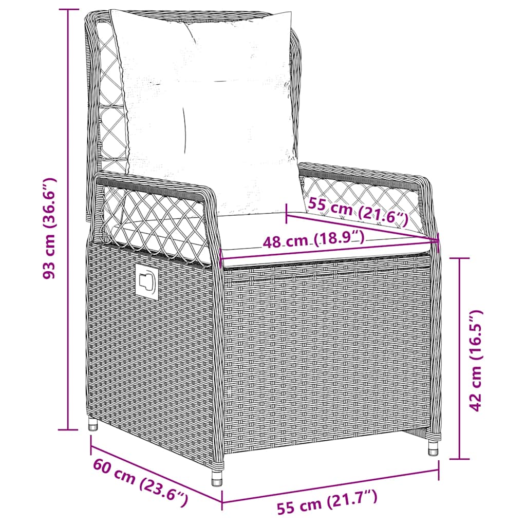 Ensemble à manger de jardin coussins 5pcs Noir Résine tressée