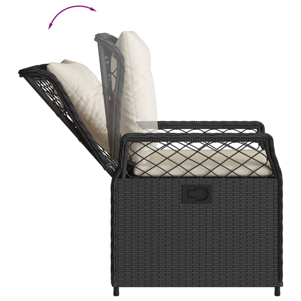 Ensemble à manger de jardin 9pcs coussins noir résine tressée